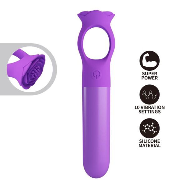 Fioletowy mini wibrator Giana z uchwytem w formie kółka