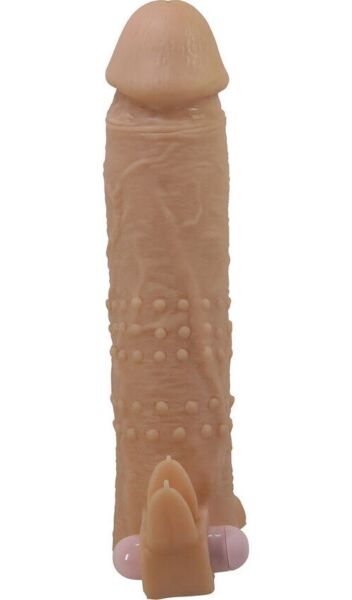 Nakładka na penisa Pretty Love BI-026281Z z pętlą na jądra i wibratorem typu pocisk