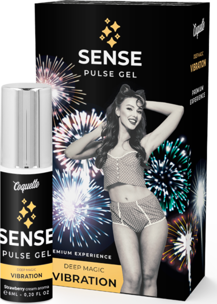 Wibrator płynny Coquette Chic Desire Sense Pulse Gel w opakowaniu z atomizerem