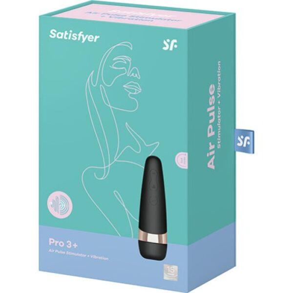 Czarny stymulator ssący łechtaczki Satisfyer Pro 3+ z detalami w kolorze różowego złota