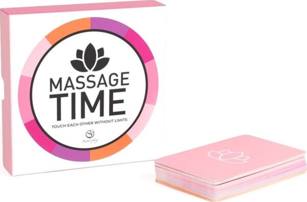 Pudełko gry erotycznej dla par Secret Play Massage Time z kartami i kostką