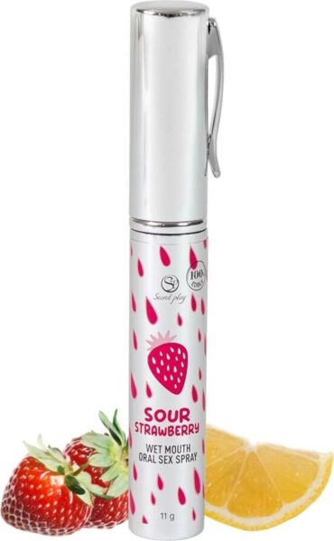 Spray do seksu oralnego Secret Play w smakach Kwaśna truskawka i Orzeźwiająca mięta