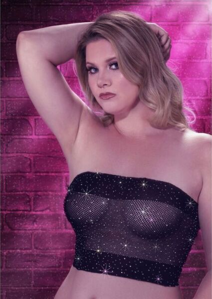 Czarny top bandeau Radiance Plus Size CalExotics z kryształkami