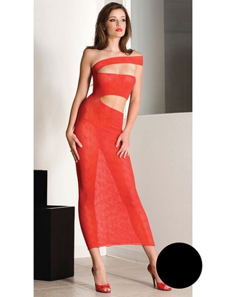 Czarna sukienka maxi Music Legs z dekoltem