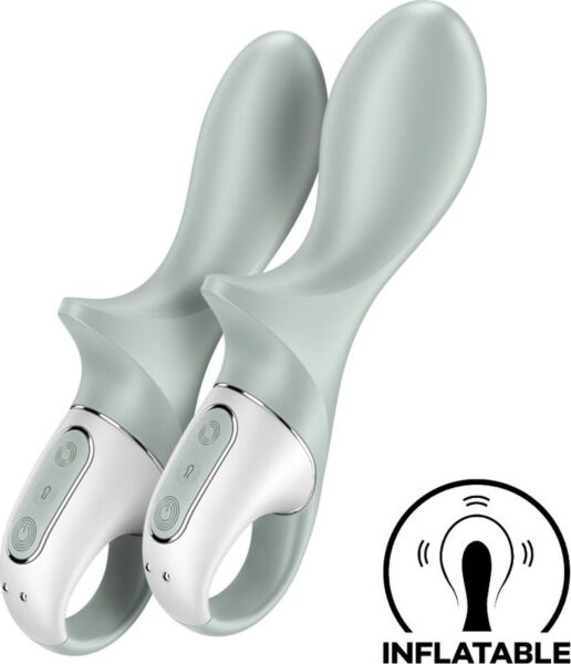 Pompowany wibrator analny Satisfyer Air Pump Booty 3 w kolorze zielonym z pierścieniem do trzymania