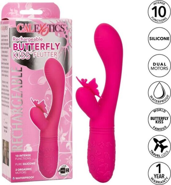 Różowy wibrator CalExotics Butterfly Kiss Flutter z ramieniem na punkt G i motylkiem