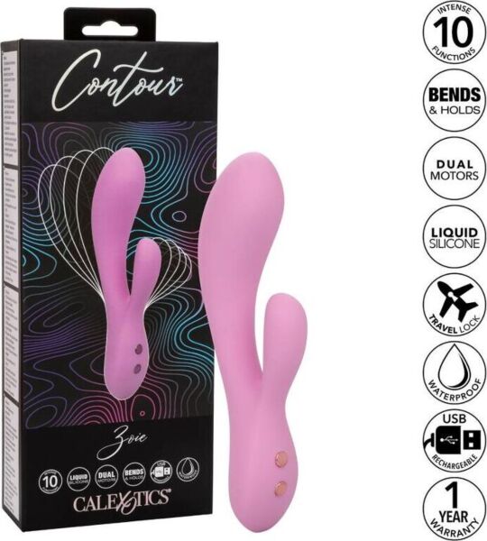 Wibrator króliczek CalExotics Contour Zoie z zakrzywionym ramieniem i stymulatorem łechtaczki