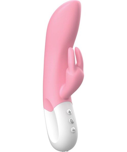 Wibrator króliczek Liebe Mighty Rabbit z wygiętym trzonem i stymulatorem w kształcie króliczka