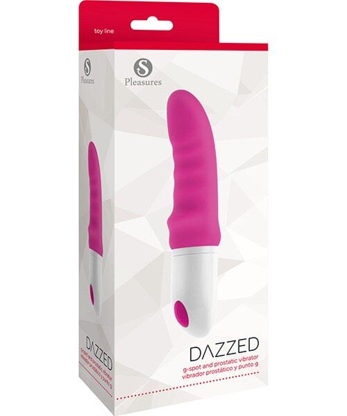 Różowo-biały wibrator S Pleasures Dazzed Pink z falowanym trzonem