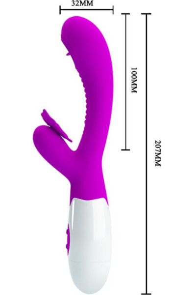 Wibrator króliczek Pretty Love BI-014943 z główką i stymulatorem łechtaczki w kształcie motylka