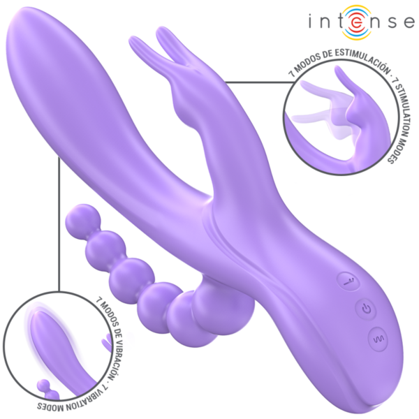 Wibrator Intense Miko, typu króliczek z dodatkowym ramieniem analnym