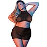 Lingerie MESH HALTER & SKIRT czarny L/XL - seksowny komplet