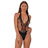 Body Lace Deep V Teddy z wstążką