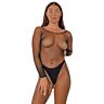 Bodystocking Lace Crotchless z długim rękawem