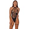Bodystocking Lace Floral & Net Halter