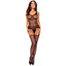 Bodystocking PASSION BS119 z motywem roślinnym