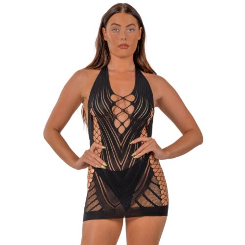 Sukienka Lace Halter Neck z faux sznurowaniem
