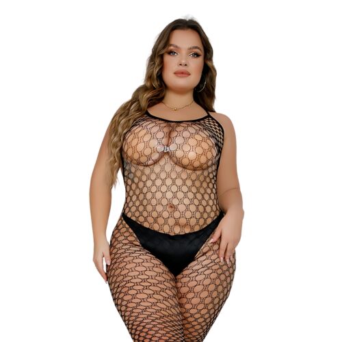 Bodystocking Lace by LJ Plus Size z odkrytymi plecami