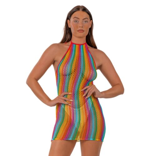 Sukienka Lace Rainbow Halter Neck z otwartym plecami