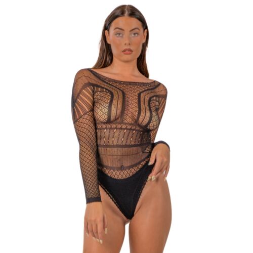 Body Lace długie rękawy przezroczyste