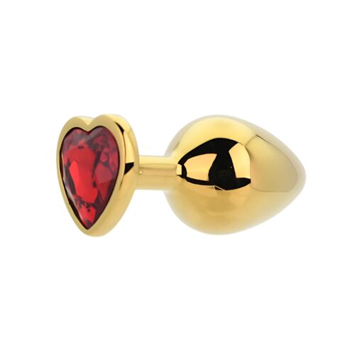 Plug analny Toosh Heart Shaped Gold z czerwonym kamieniem