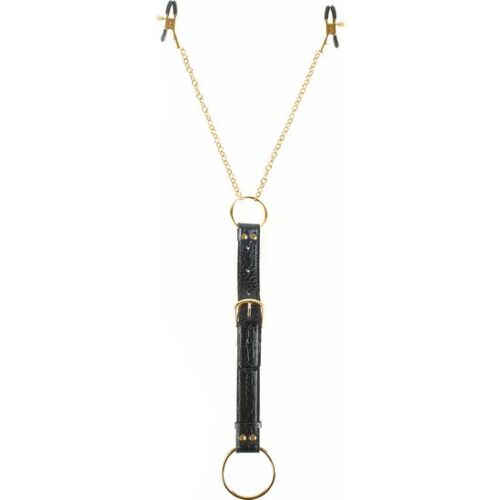 Anillo i szczypce do sutków Fetish fantasy gold