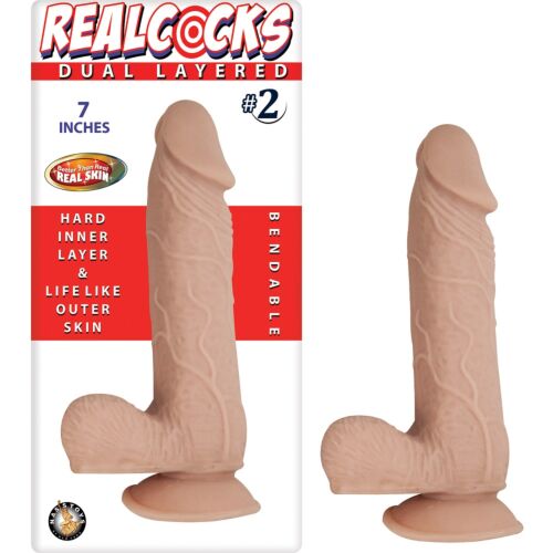 Nasstoys RealCocks Dual Layer Bendable Dildo 7 Inch Vanilla