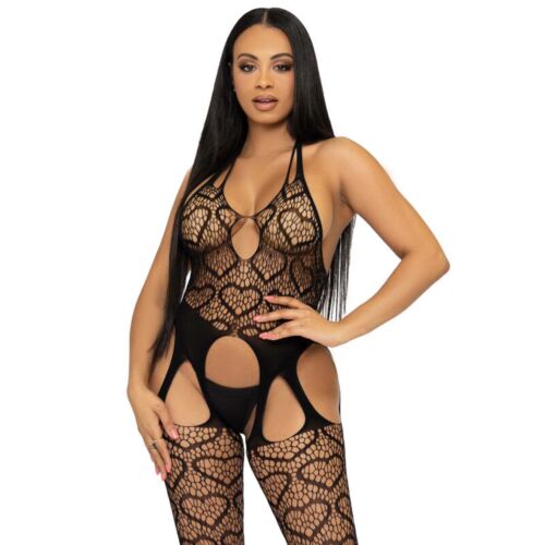 Bodystocking Leg Avenue z sercem - bezszwowe pończochy
