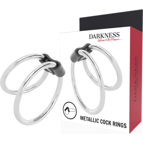 Anillo para el pene DARKNESS Sensations - Doble anillo metálico