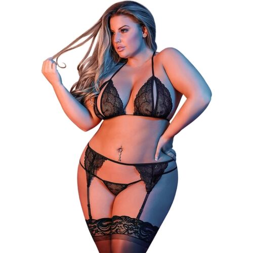Zestaw bielizny BRA GARTER & G-SET BLACK L/XL