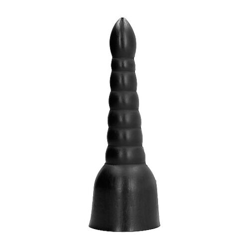 Dildo ALL BLACK 34 CM z dodatkowymi rowkami