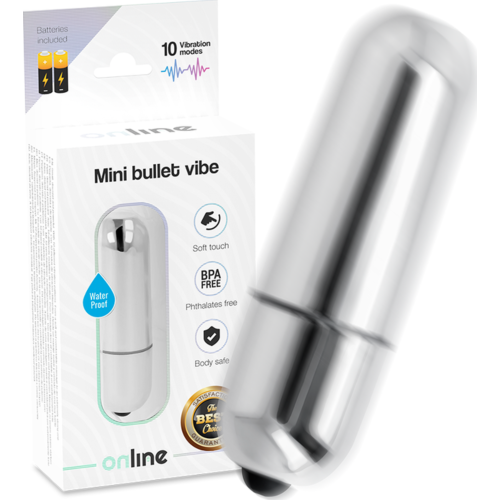 Mini wibrator ONLINE - srebrna mini bala wibracyjna