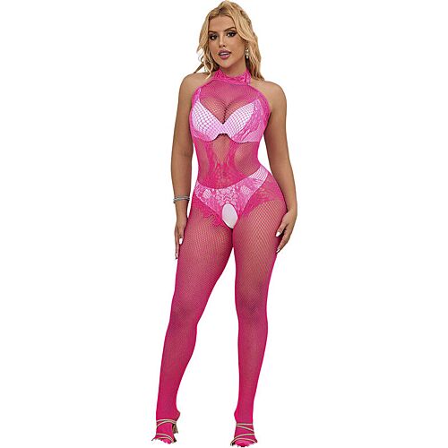 Bodystocking SUBBLIME 952389 z koronką i wysokim kołnierzem