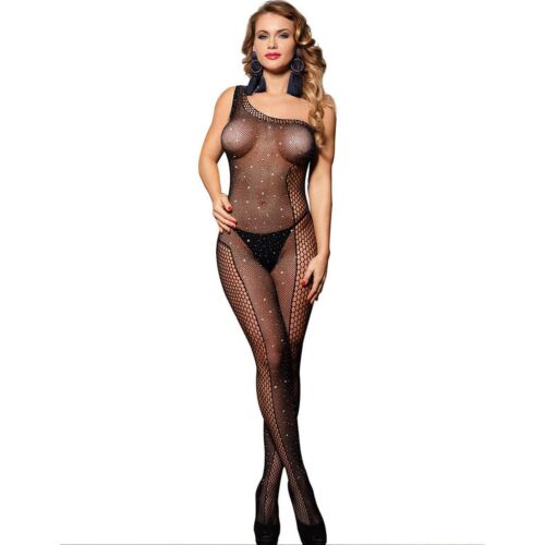 Bodystocking SUBBLIME 952037 z diamentami i asymetrycznym dekoltem