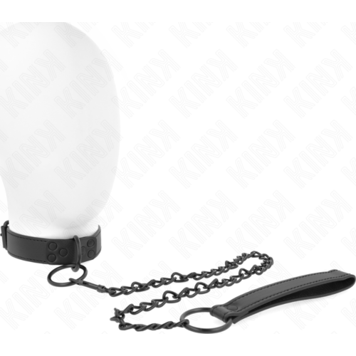 Obroża KINK z ciemną smyczą 65 cm z regulacją