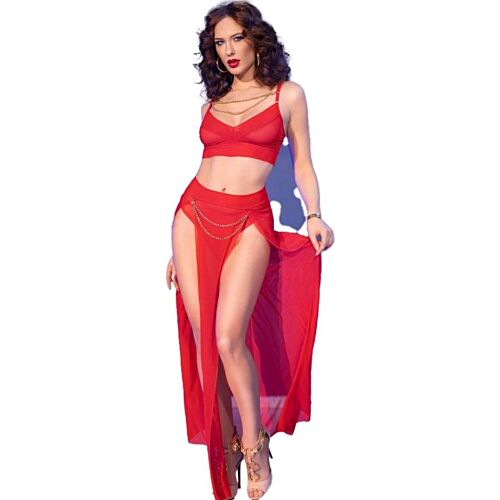 Zestaw bielizny sexy CHILIROSE CR 4850 z metalicznymi detalami