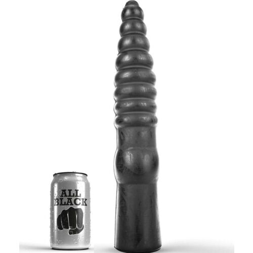 Dildo anal ALL BLACK 33 cm karbowane