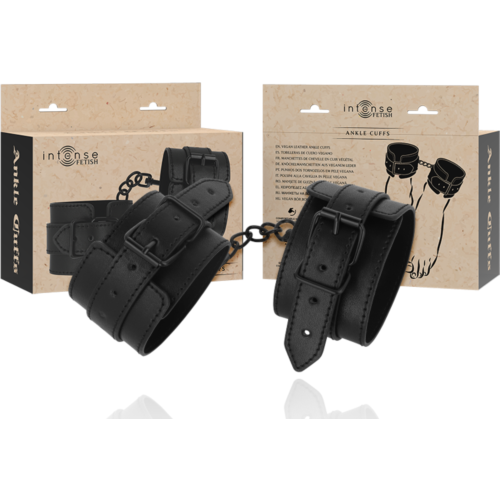 Tobilleras de cuero vegano INTENSE FETISH con cierre seguro