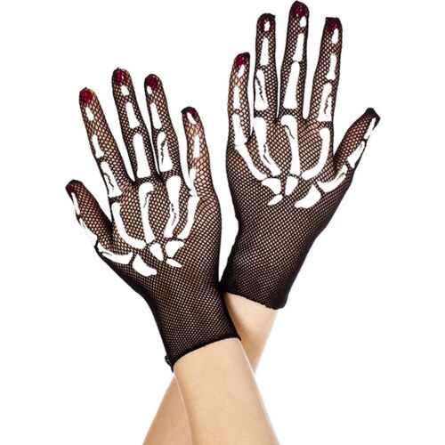 Guantes Music Legs z rysunkiem szkieletu na Halloween