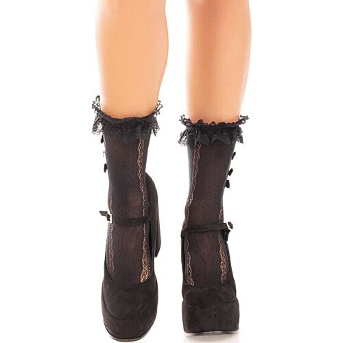 Medias Leg Avenue z falbankami i serduszkami