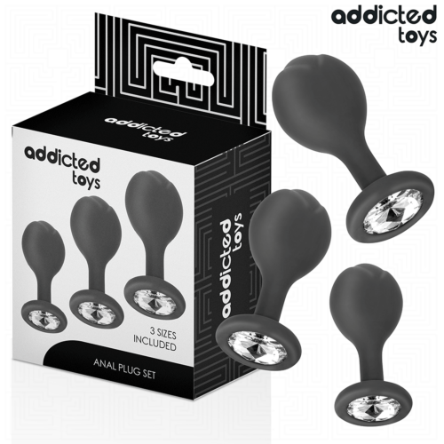 Plugs analne ADDICTED TOYS zestaw 3 sztuk z kamieniem