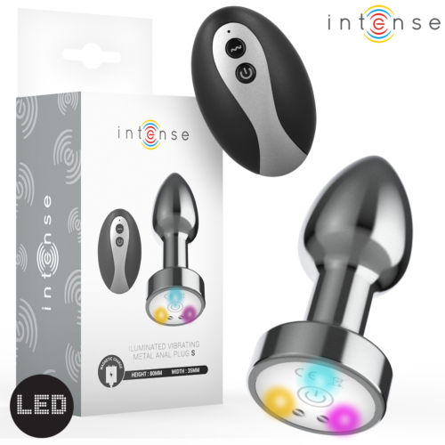 Plug anal INTENSE - metalowy z wibracją i LED