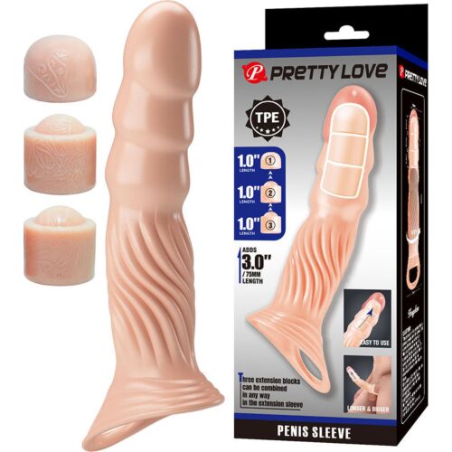 Funda na Penis PRETTY LOVE z Przedłużkami Wewnętrznymi