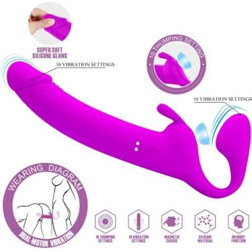 Dildo Strap-On bez uprzęży Pretty Love Zanini z 10 wibracjami