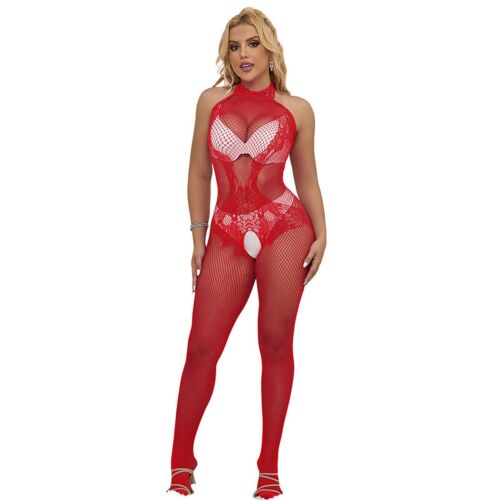 Bodystocking SUBBLIME Crotchless z wysokim kołnierzem
