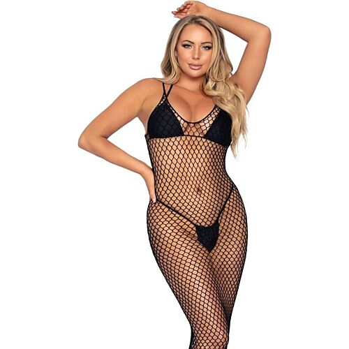 Maxi sukienka Leg Avenue z siateczki z odkrytymi plecami