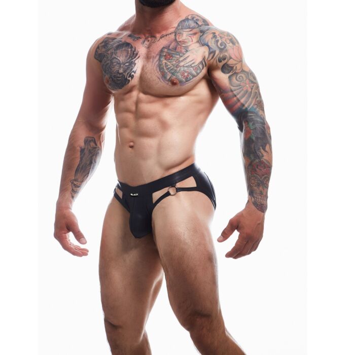 Jockstrap C4M Dungeon Black Leatherette - Seksowny design i komfort Jockstrap C4M Dungeon Black Leatherette - Seksowny design i komfort