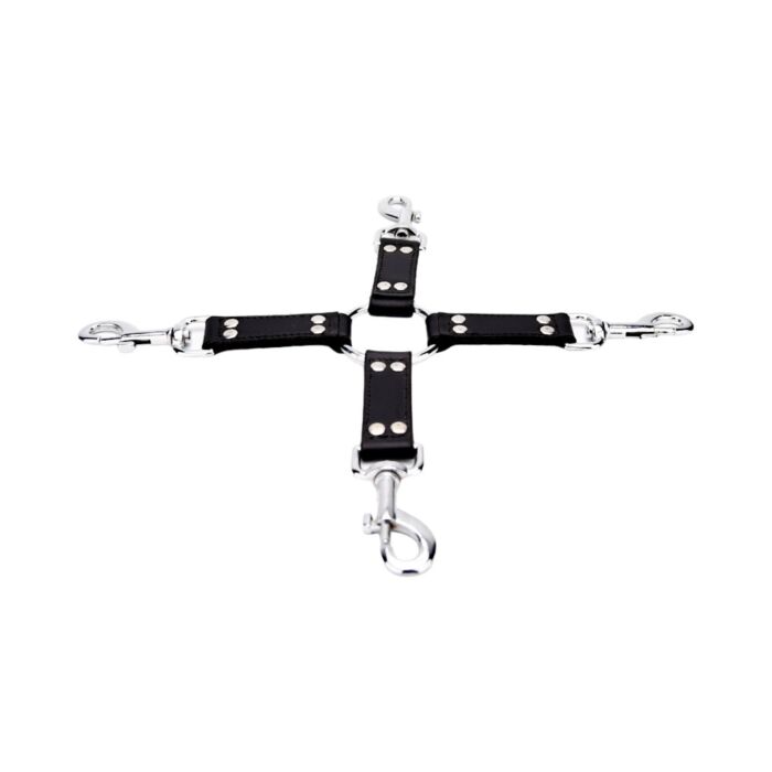 Restraints Bound Leather 4 Way Hog Tie z metalowym pierścieniem Restraints Bound Leather 4 Way Hog Tie z metalowym pierścieniem