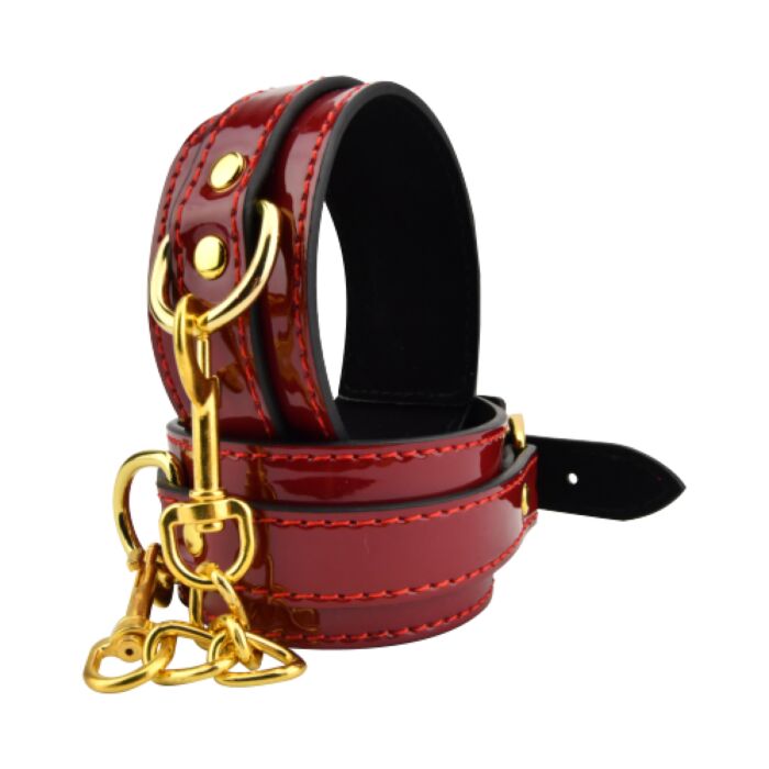 Kajdanki Bound to Please Red Ankle Cuffs z dżersejowym wykończeniem Kajdanki Bound to Please Red Ankle Cuffs z dżersejowym wykończeniem