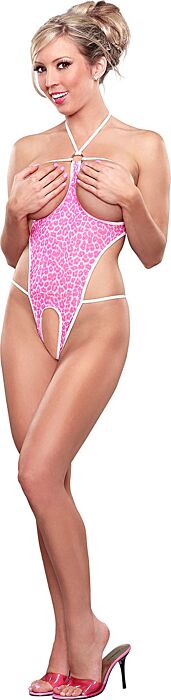 Body otwarte Exposed PINK LEOPARD L/XL